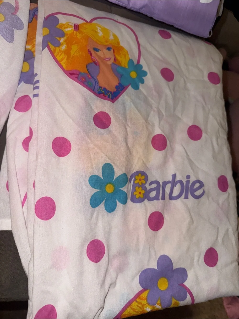 Mattel Barbie Purple Pink Polka Dot Bedding Set